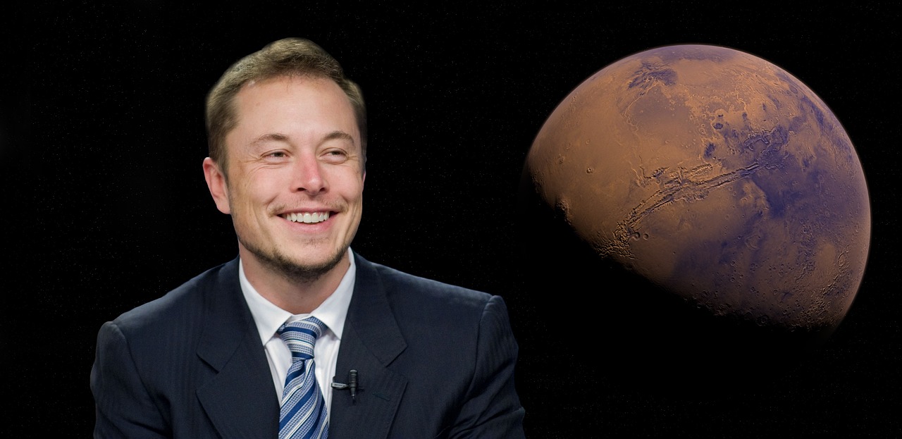 Elon Musk na czarnym tle