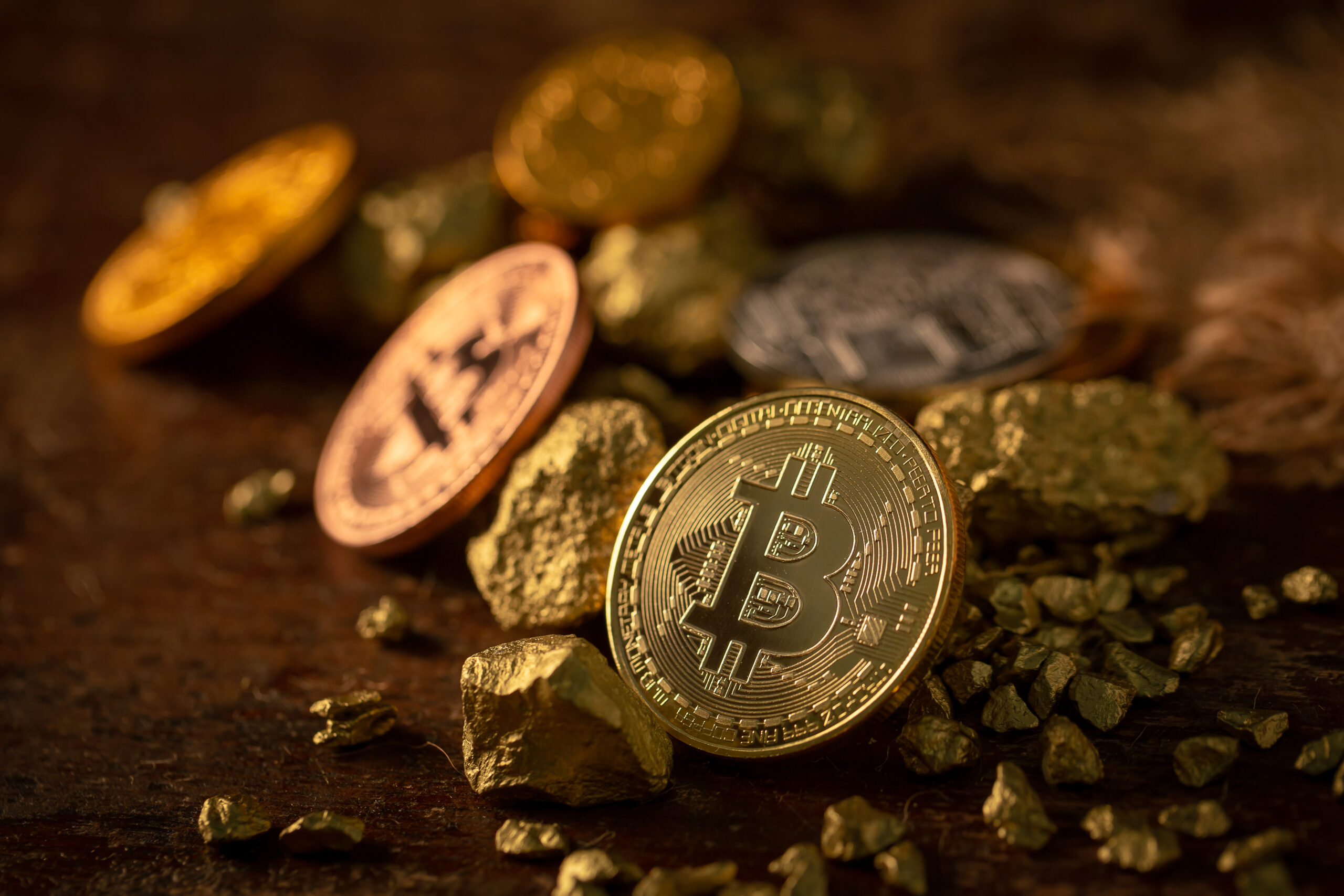 Na tym obrazku możemy zobaczyć kilka monet bitcoina ułożonych w równym rzędzie. Każda moneta jest wyraźnie oznaczona logo bitcoina oraz symbolem waluty. Ich metaliczny połysk przyciąga uwagę, dodając im prestiżu i wartości. To inspirujące i symboliczne przedstawienie wirtualnej waluty, która odmienia sposób, w jaki myślimy o finansach i technologii.
