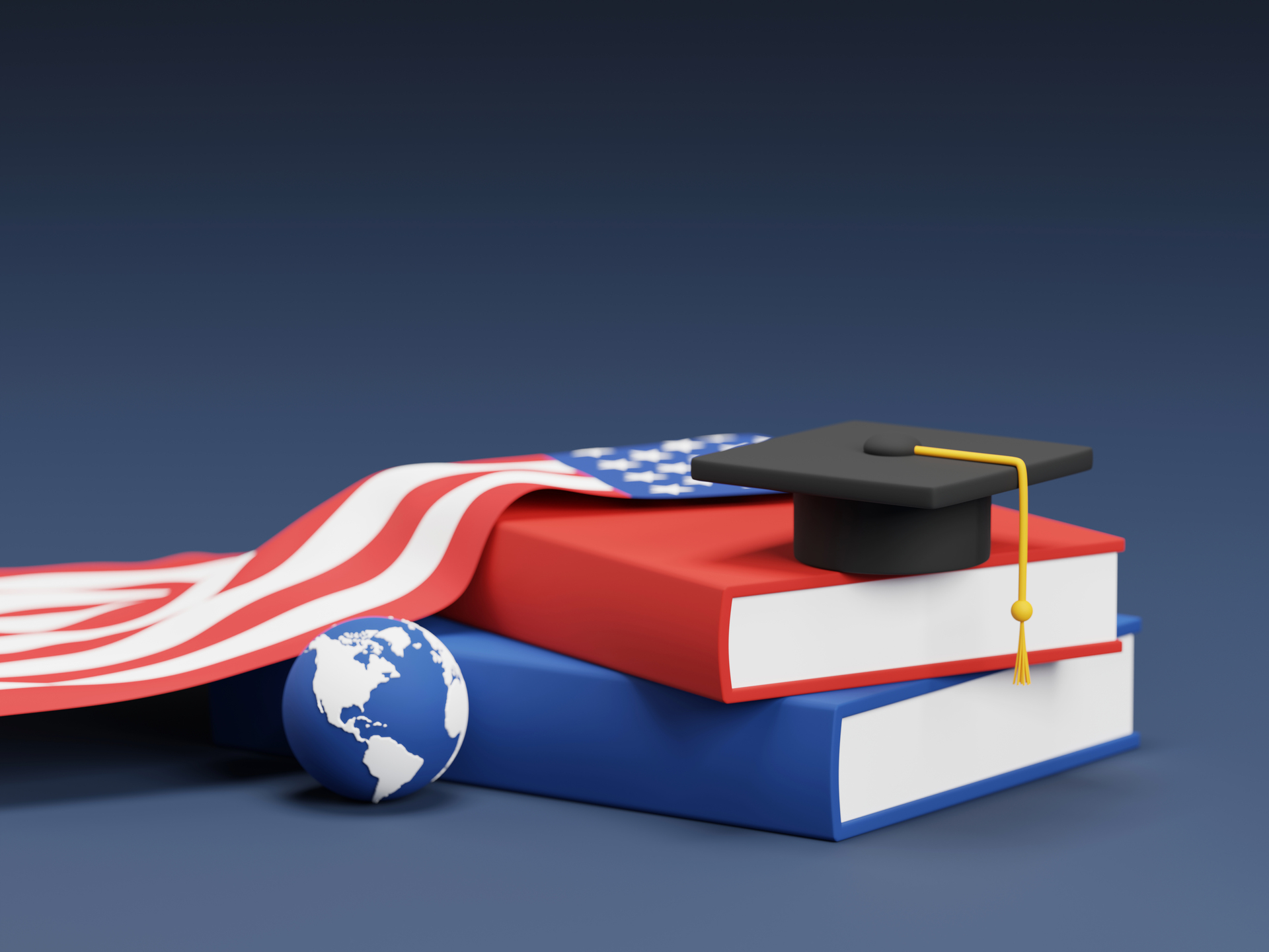 Na tym znaczącym obrazku możemy podziwiać złożoną symbolikę związana z edukacją i patriotyzmem. Czapka studencka, książki, globus i flaga USA tworzą inspirujący zestaw, reprezentujący wiedzę, eksplorację oraz miłość do kraju. Czapka studencka symbolizuje dążenie do nauki i osiągnięć akademickich, książki są symbolem wiedzy i nauki, globus reprezentuje globalne perspektywy, a flaga USA oddaje narodową tożsamość i dumę. To zrównoważone połączenie obrazuje znaczenie edukacji, odkrywania świata i miłości do kraju w procesie kształcenia