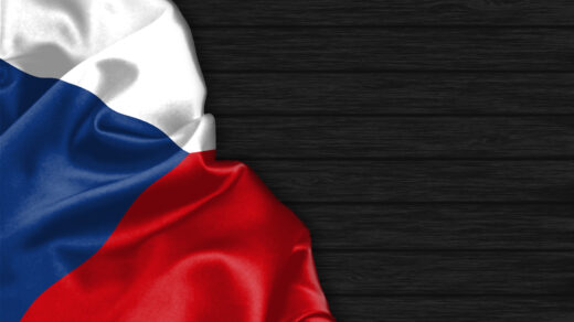 Flaga Czech, która jest symbolem narodowym tego kraju, na czarnym tle
