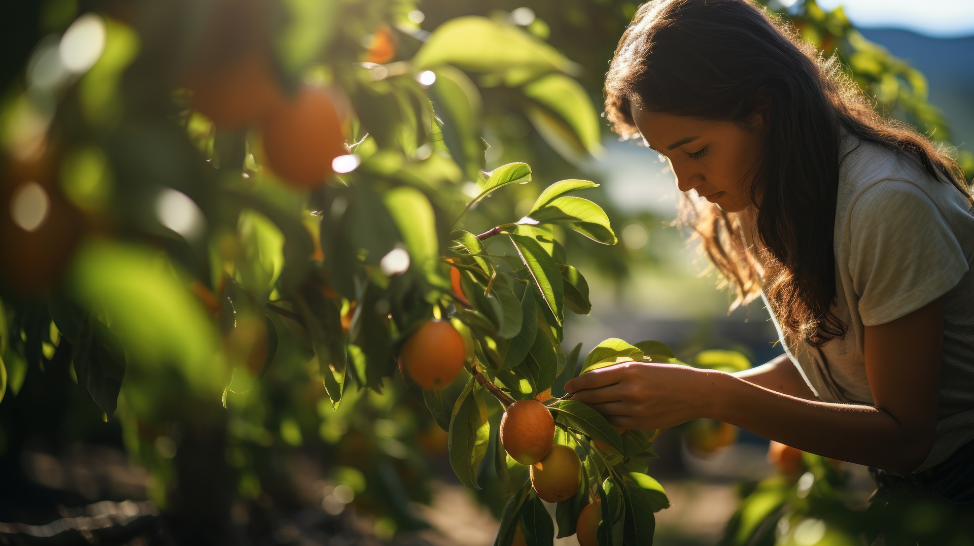 Nastolatka energicznie pracuje na zbiorach owoców, angażując się w pracę